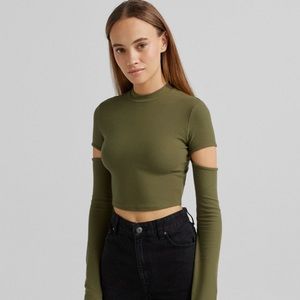 Women BERSHKA UNUSED top ( long sleeve cut out shirt )